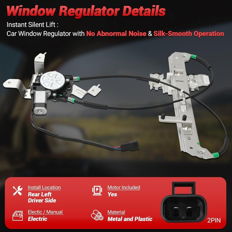 PZ 748-228 Rear Driver Side Power Window Regulator with Motor Assembly Replacement for 2000-2006 Chevrolet Tahoe, GMC Yukon, Cadillac Escalade - Image 3